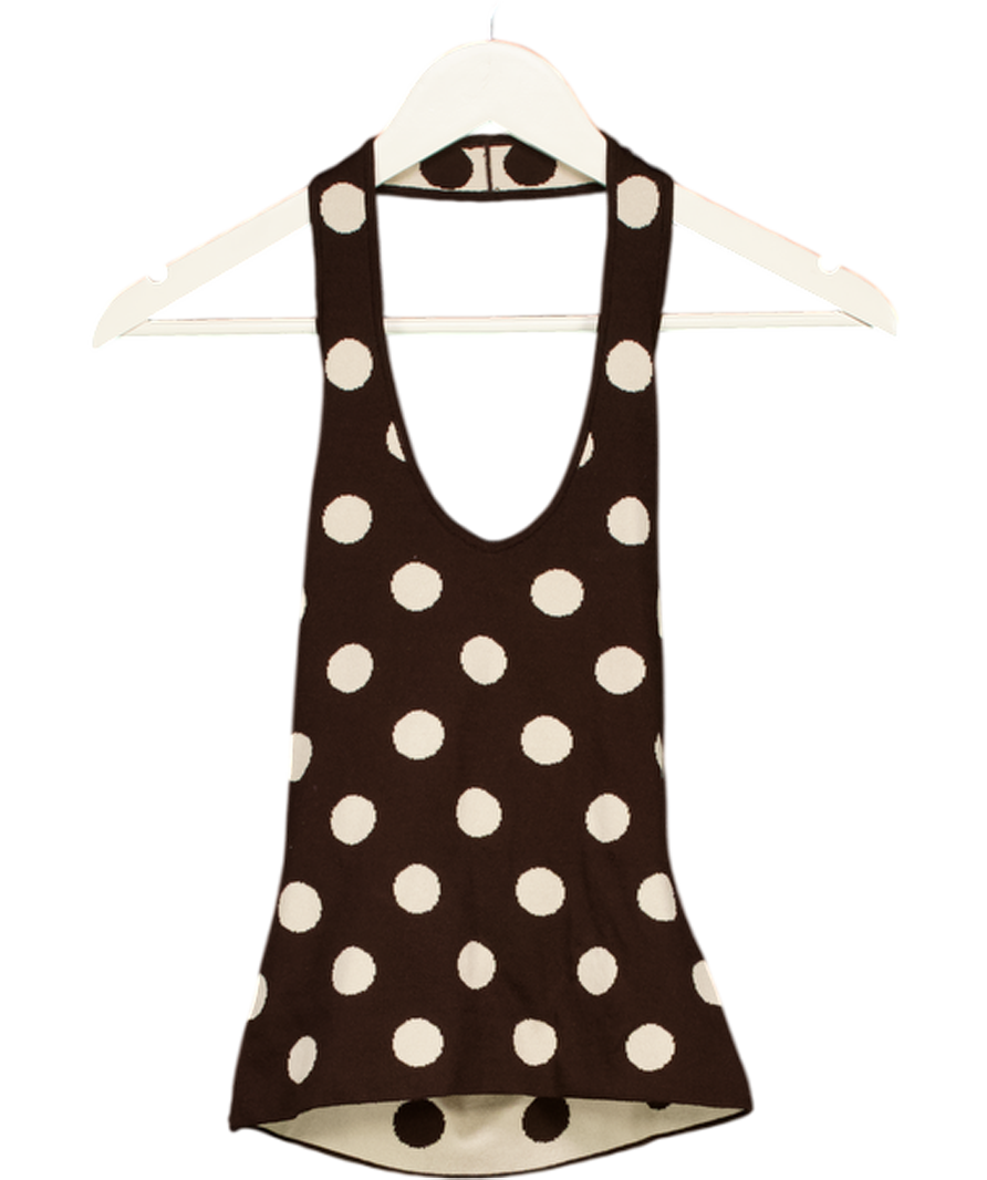 Glassons Brown Print Knit Halter Top UK S