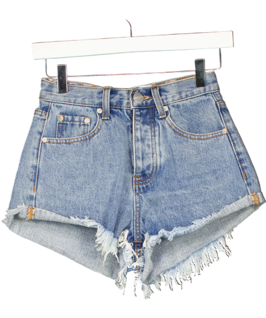 SUPERDOWN Blue Frayed Edge Denim Shorts W24