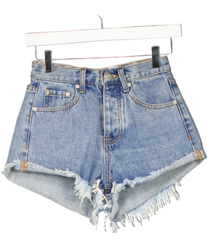 SUPERDOWN Blue Frayed Edge Denim Shorts W24