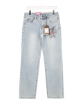 ED HARDY Blue True Death Diamante Straight Denim Trousers Jeans - Bleach W30