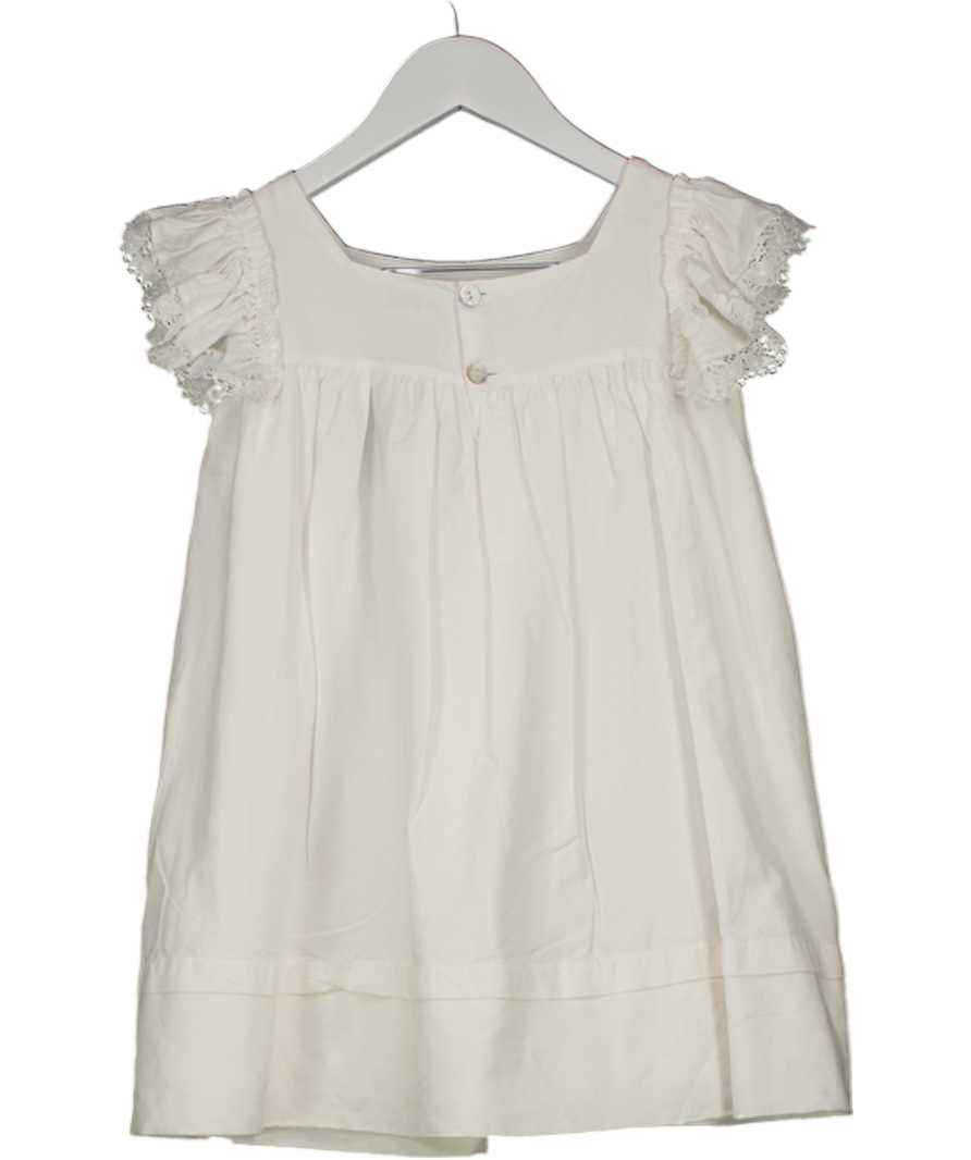 BENEDITA White Cotton/linen Blend Frill Sleeve Dress 6 Years