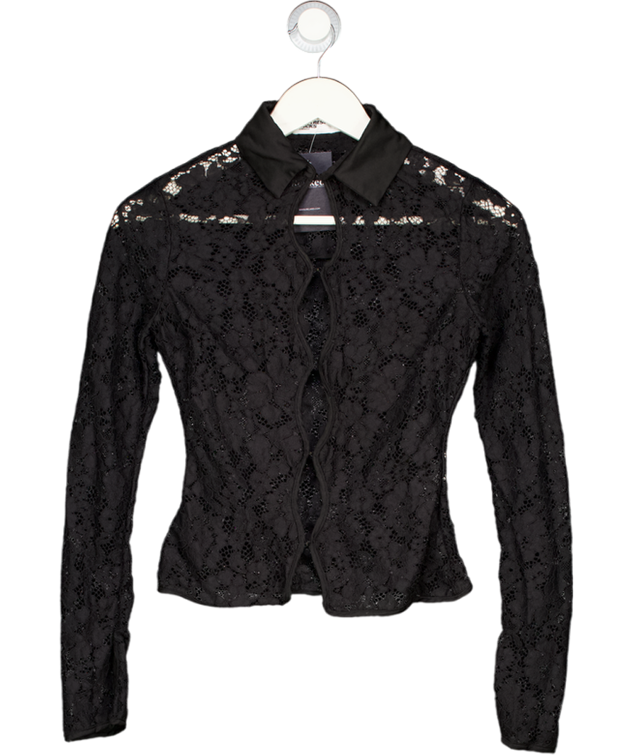 Mistress Rocks Black Compassion Lace Long Sleeved Shirt UK XS
