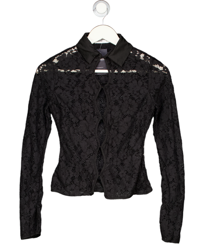 Mistress Rocks Black Compassion Lace Long Sleeved Shirt UK XS