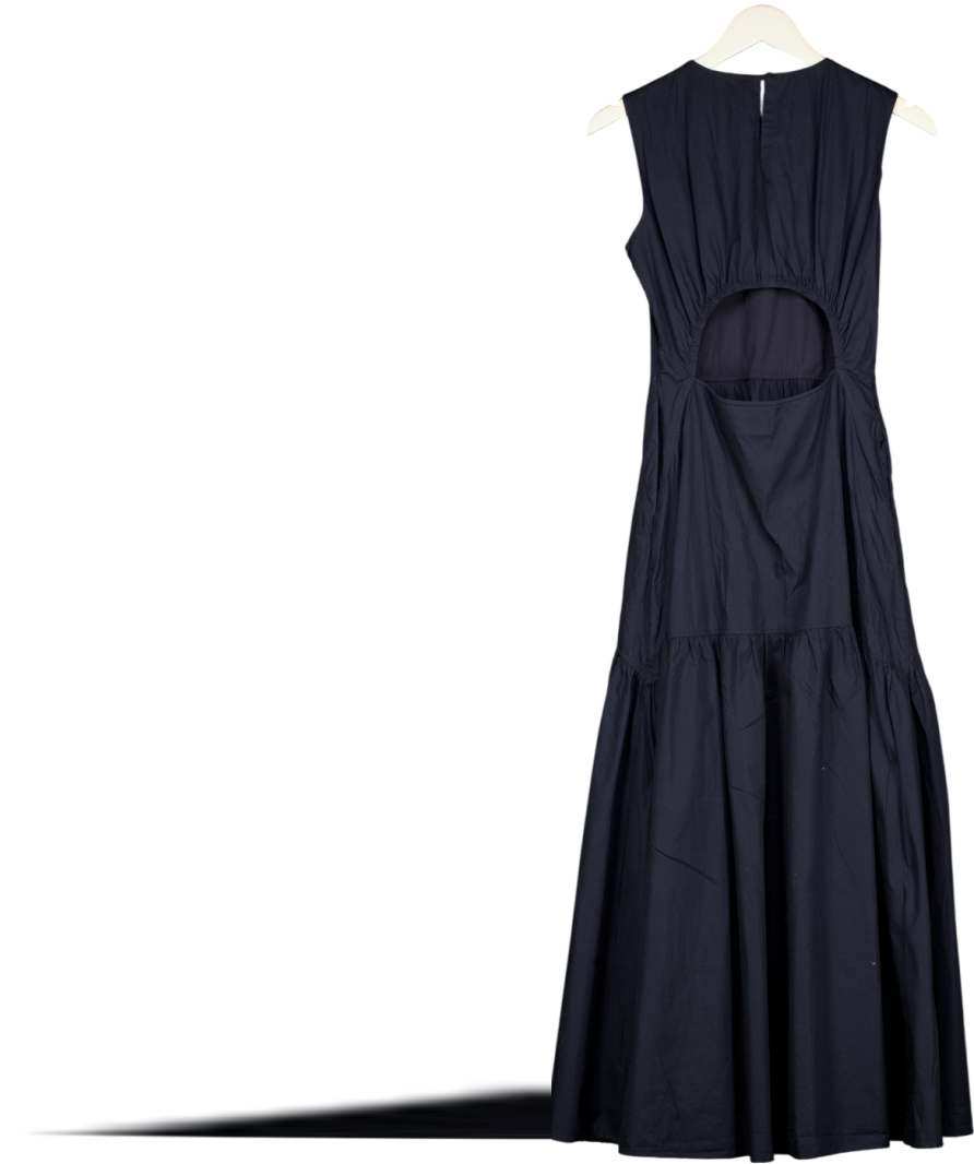 COS Navy Blue Cotton Cut-out Midi Dress UK 8