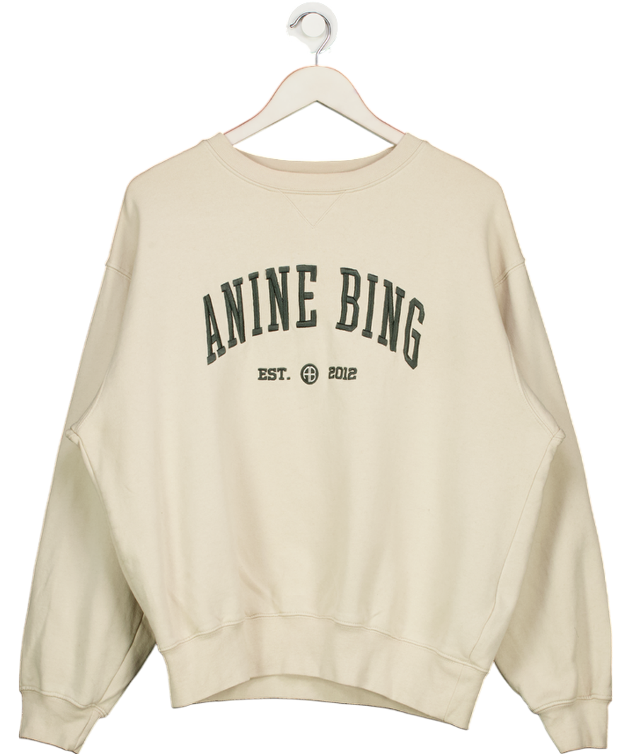 Anine Bing Beige Organic Cotton Ramona Sweatshirt UK L