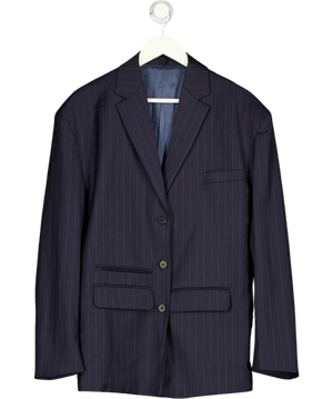 MARCELA LONDON Navy Blue Relaxed Fit Pinstripe Blazer UK S