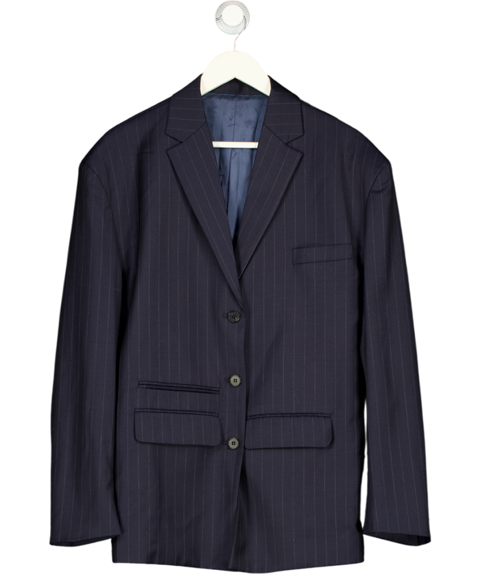 MARCELA LONDON Navy Blue Relaxed Fit Pinstripe Blazer UK S