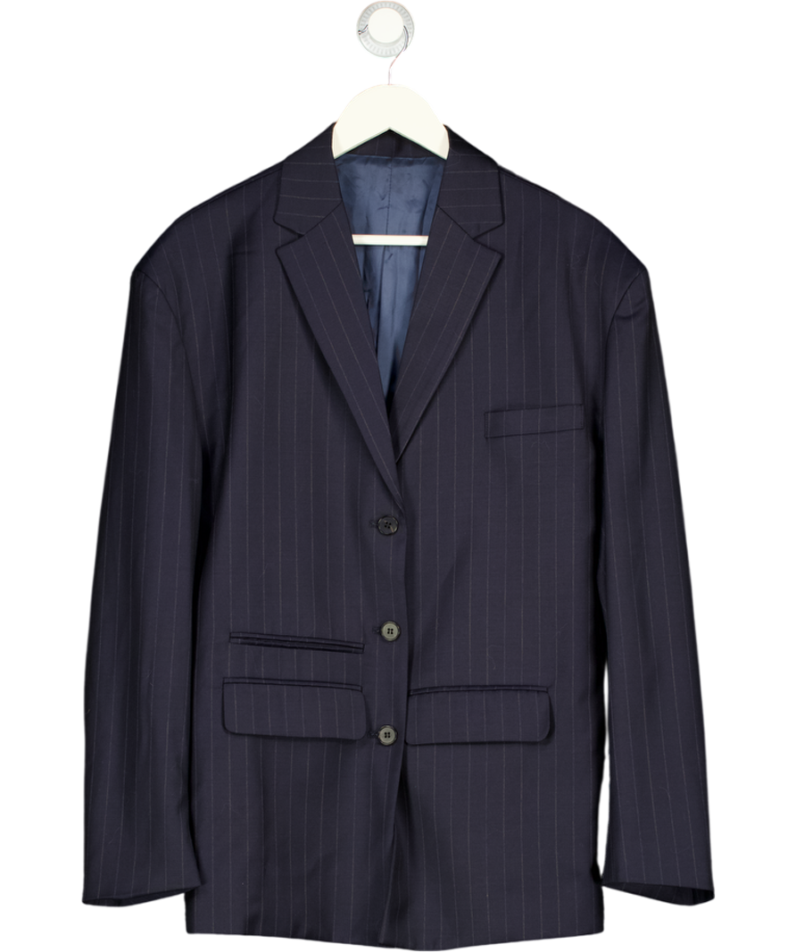 MARCELA LONDON Navy Blue Relaxed Fit Pinstripe Blazer UK S