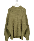 FREE PEOPLE Soft Knit Olive Green 100% Cotton Heart You Pullover UK S