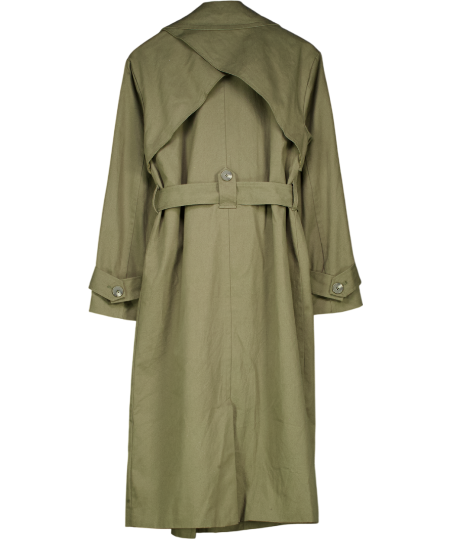 4th & Reckless Green Tabi Khaki Belted Longline Trench Coat UK 10