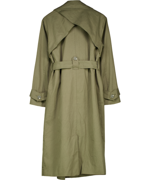 4th & Reckless Green Tabi Khaki Belted Longline Trench Coat UK 10