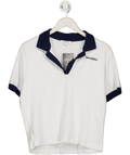 Sporty & Rich White / Navy Terry Brand-embroidered Cotton Polo Shirt UK M
