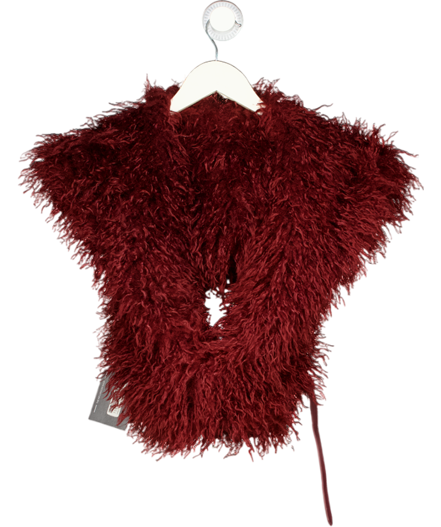 & Other Stories Haka Mongolian Faux Fur Backless Top In Wine Red UK S/M