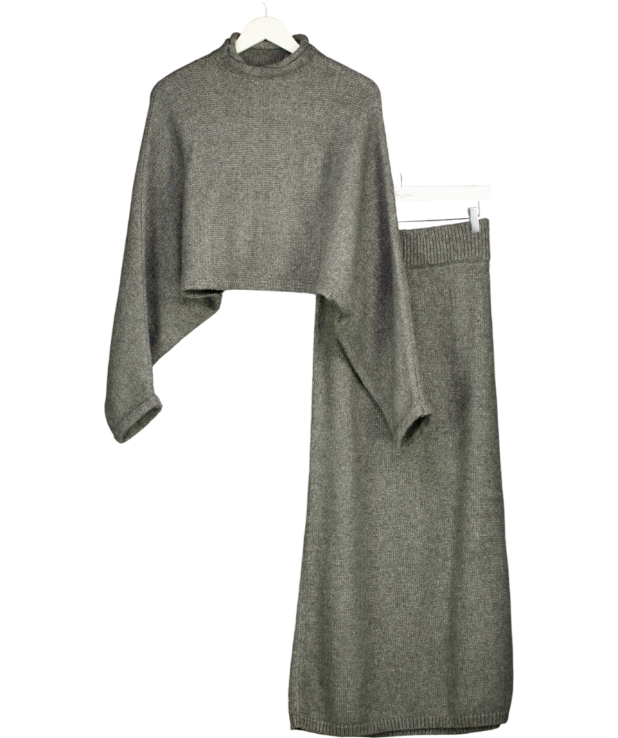 Commense Grey Plain Turtleneck Knit Pants Set UK XS