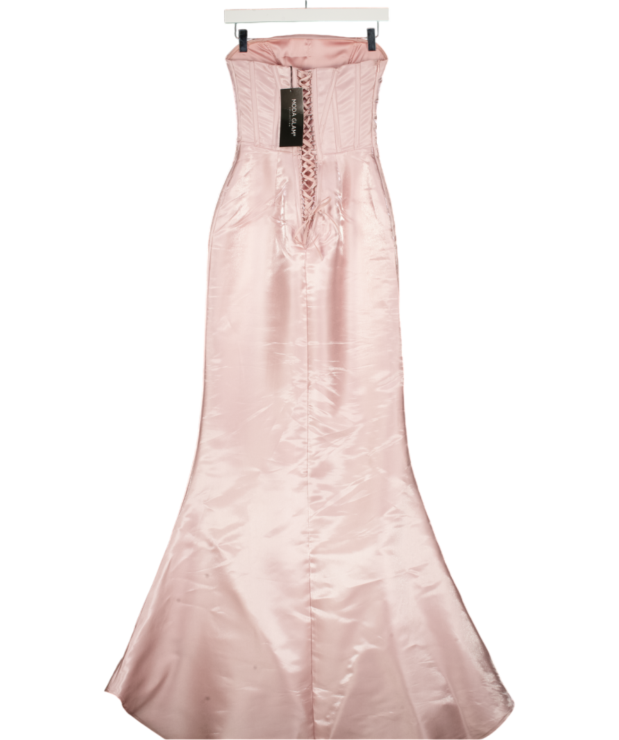 MODA GLAM Pink Valentina Strapless Corset Gown- Rose Quartz UK 6