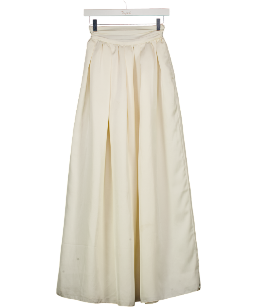 OH POLLY Cream Gathered Satin Maxi Skirt UK 6