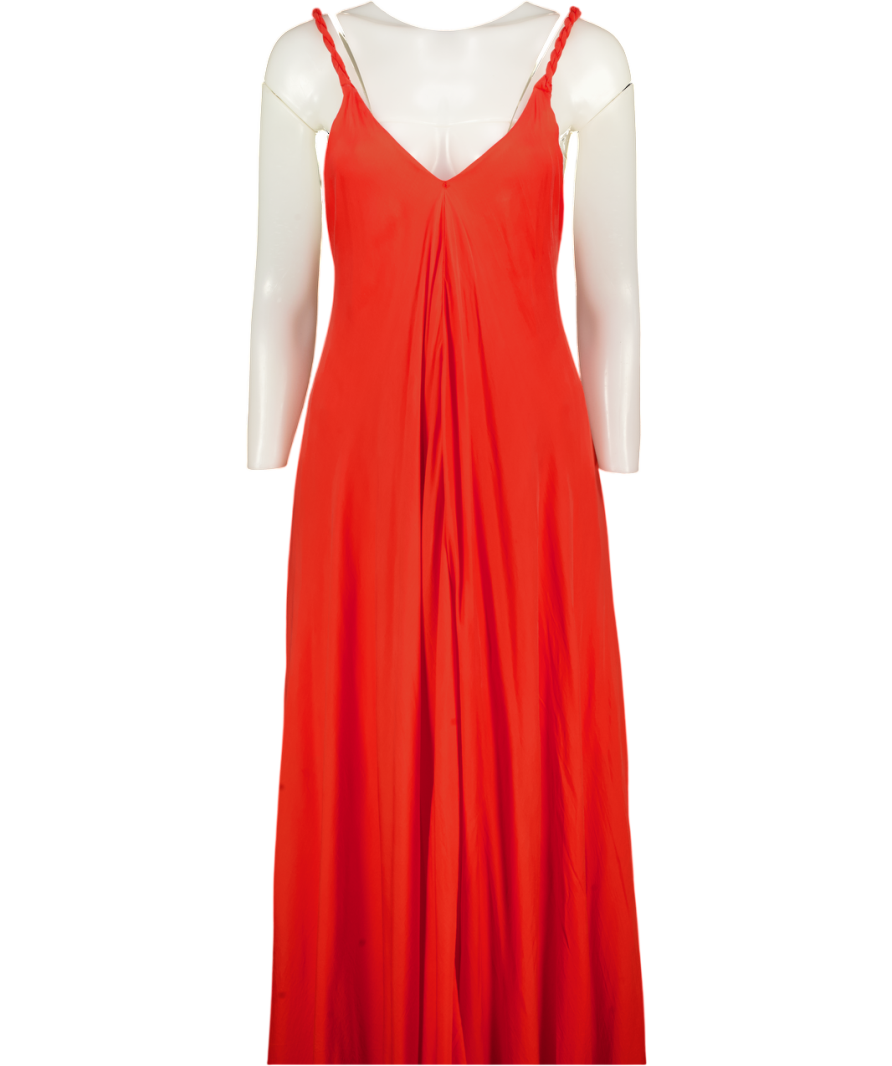 KALITA Red Strappy Lyocell Maxi Dress With Plaited Straps UK XS/S