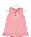 CHARABIA Pink Sleeveless Frill Hem Cotton Dress 3-6 Months