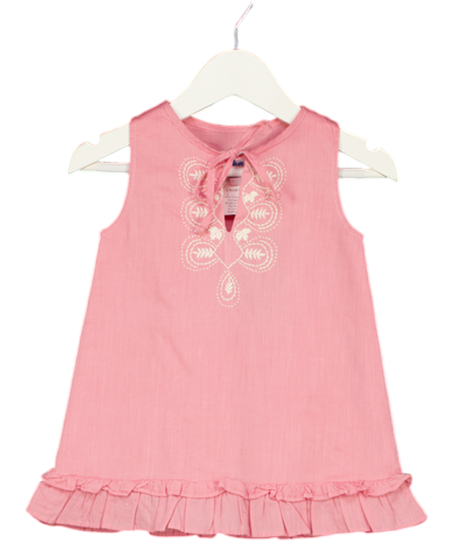CHARABIA Pink Sleeveless Frill Hem Cotton Dress 3-6 Months