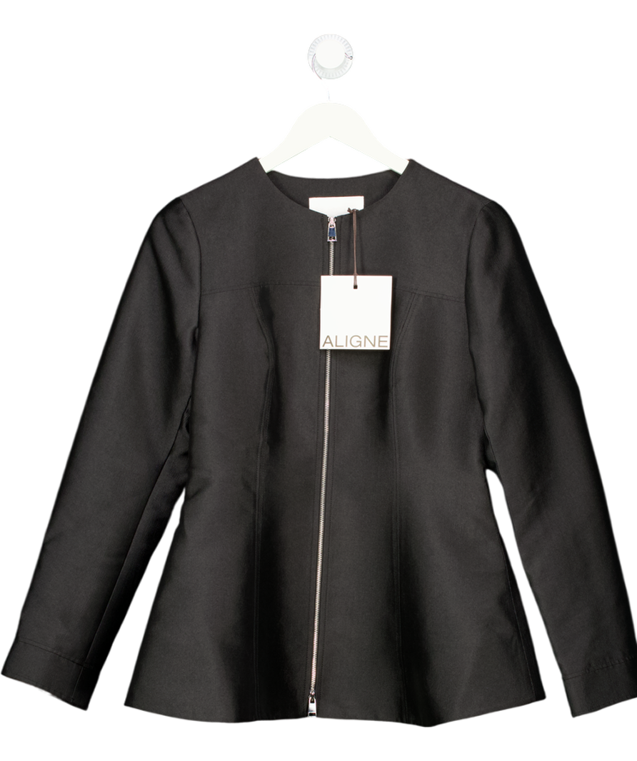 Aligne Black Dara Satin Zip Blazer UK 10