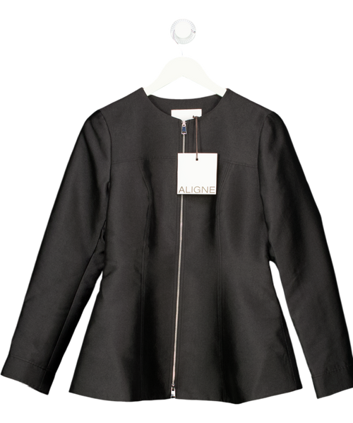 Aligne Black Dara Satin Zip Blazer UK 10