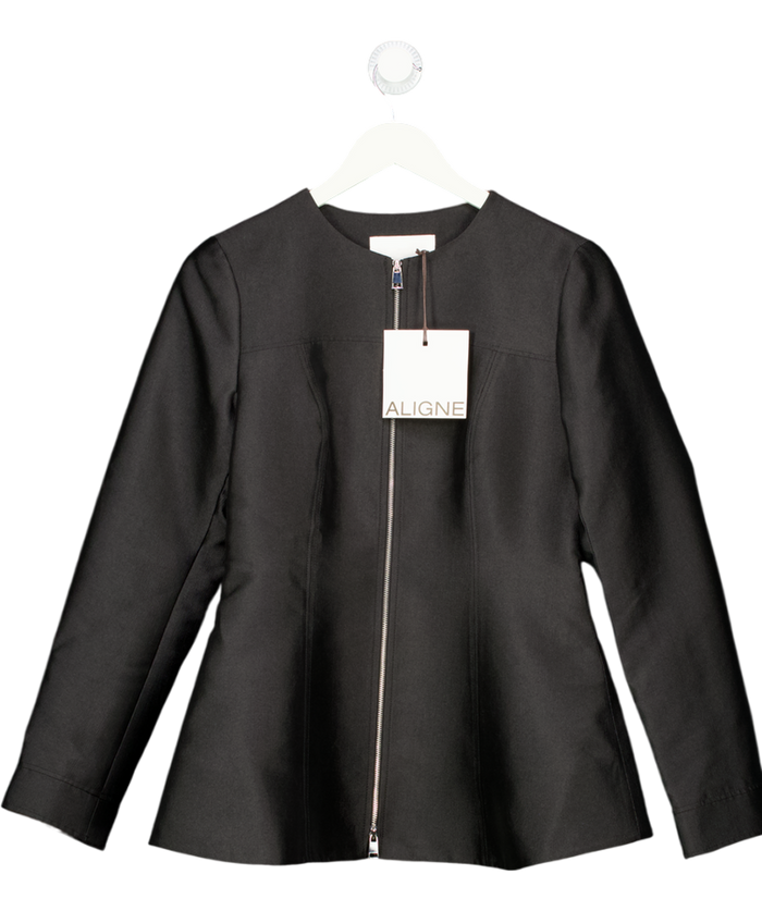 Aligne Black Dara Satin Zip Blazer UK 10