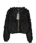 French Connection Black Mali Looped Fringe Knit Jacket UK XS