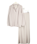 FREE PEOPLE 2-piece Pale Grey Drea Cotton Knit Loungewear Set UK S