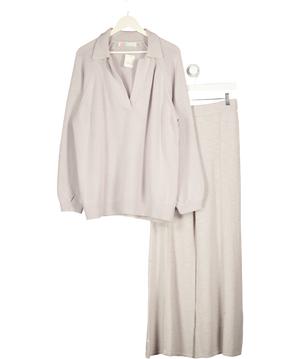 FREE PEOPLE 2-piece Pale Grey Drea Cotton Knit Loungewear Set UK M
