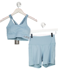 Levo Blue Crossover Sports Bra And Shorts Set UK S