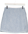 GOELIA Blue And White Tweed High Waisted Mini Skirt UK S