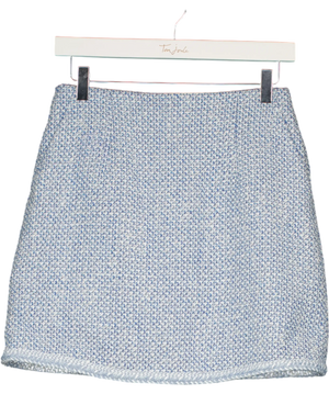 GOELIA Blue And White Tweed High Waisted Mini Skirt UK S
