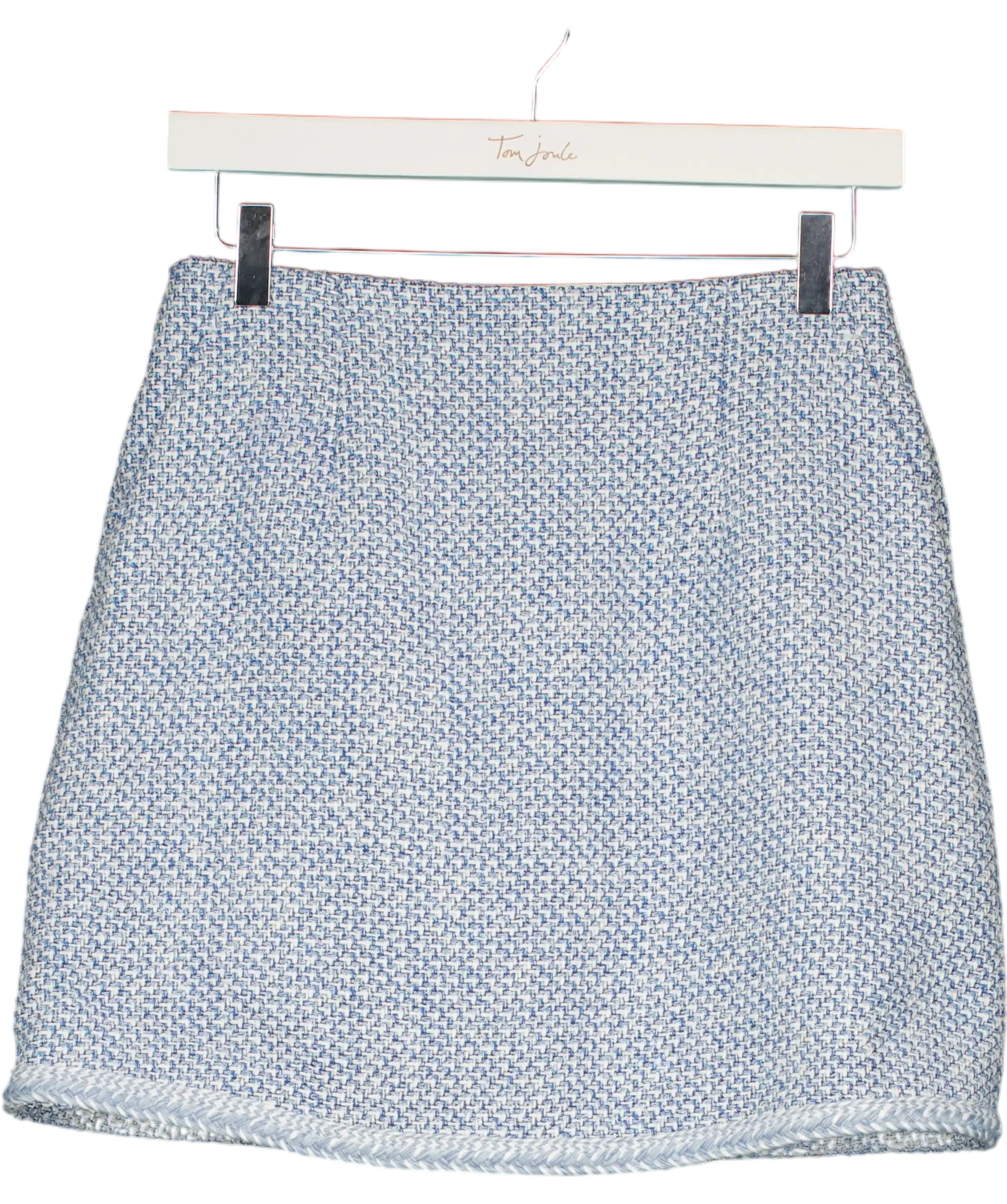 GOELIA Blue And White Tweed High Waisted Mini Skirt UK S