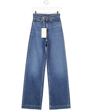 JIGSAW Blue Balfour Long Wide Leg Jeans W24