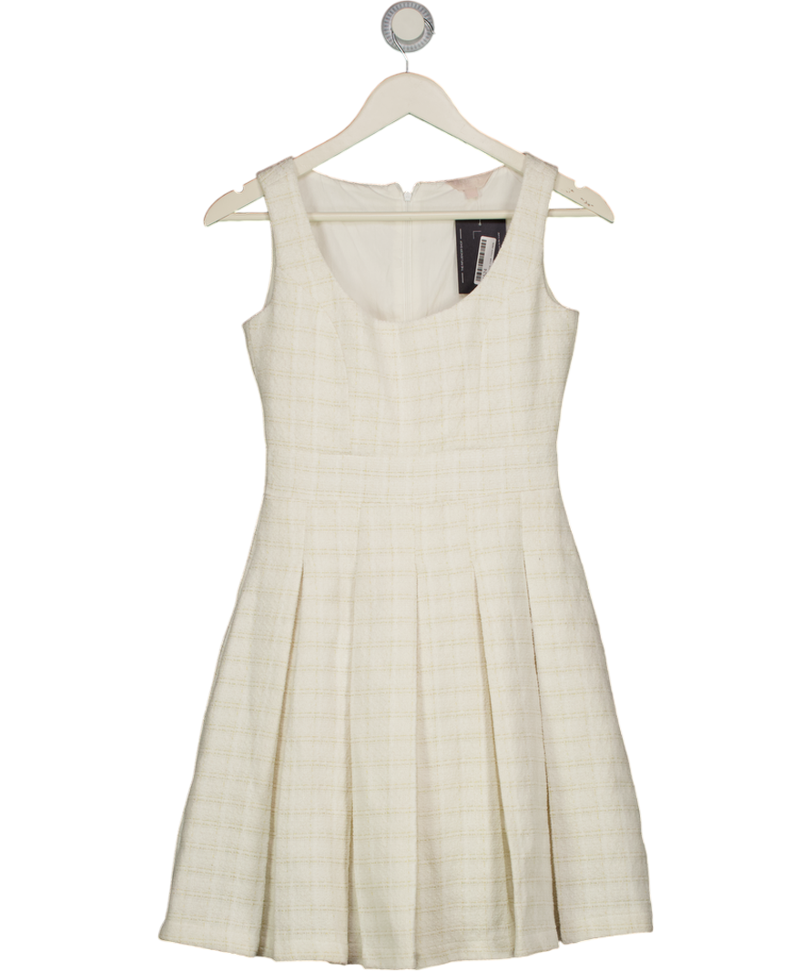 FLOSSY BY FREDDIE Cream Boucle Tweed Fit & Flare Dress UK XXS