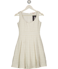 FLOSSY BY FREDDIE Cream Boucle Tweed Fit & Flare Dress UK XXS