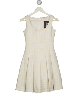 FLOSSY BY FREDDIE Cream Boucle Tweed Fit & Flare Dress UK XXS