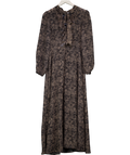 Lily & Lionel Ruffle Neck Leopard Print Maxi Dress In Brown UK 10