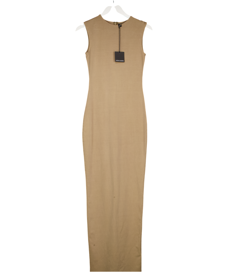 ENTIRE STUDIOS Beige Sleeveless Cotton Spandex Maxi Dress UK M