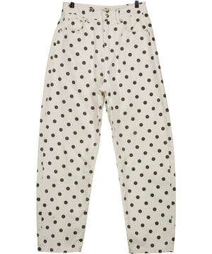VRG GIRL White & Black High Waist Polka Dot Barrel Leg Jeans UK 8