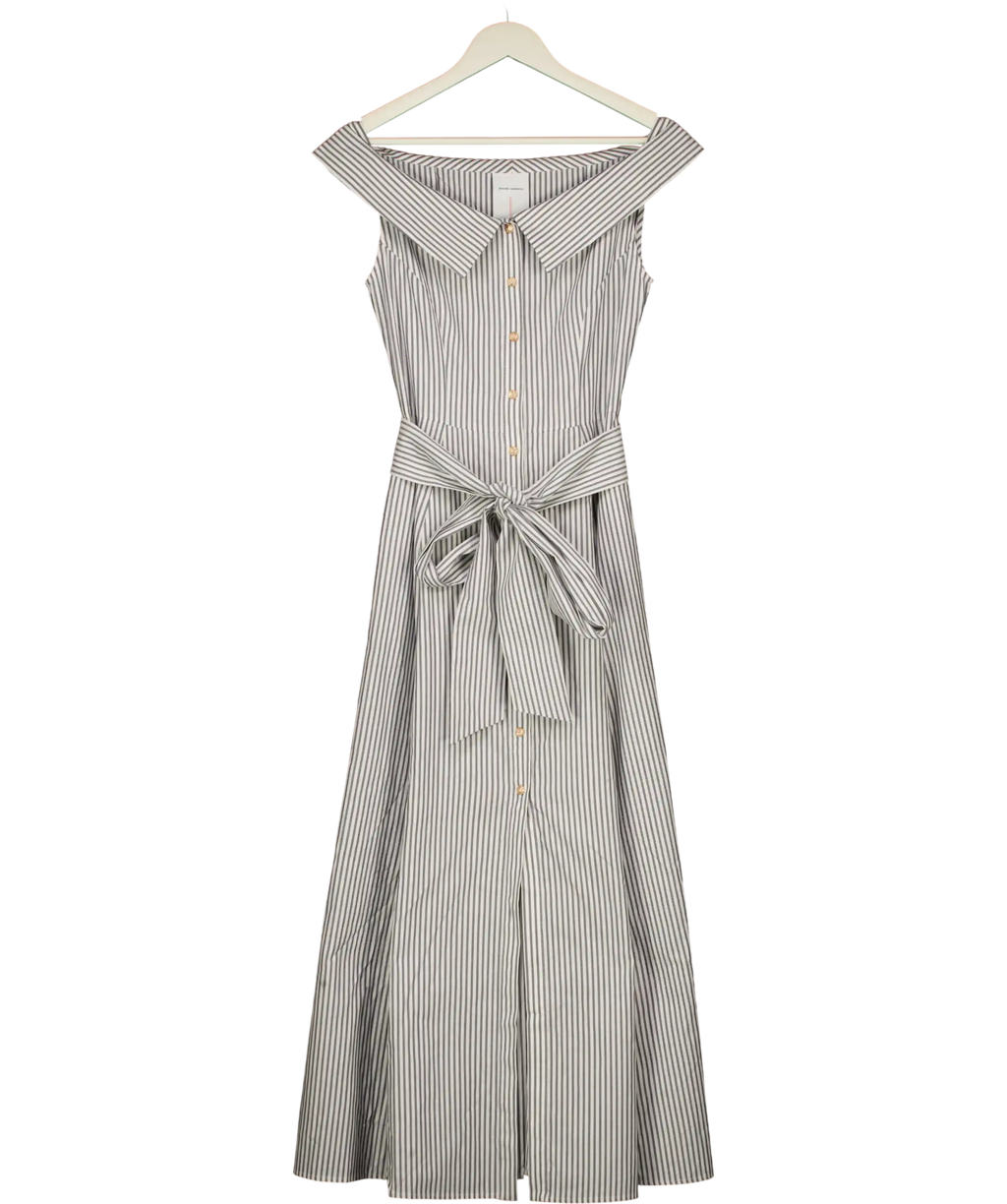 FABRIQUE X Erasmo Sanpaolo Blue And White Striped Maxi Dress Size 0 UK 6