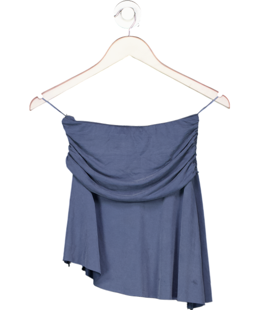 ZARA Blue Ruched Waistband Jersey Mini Skirt UK S