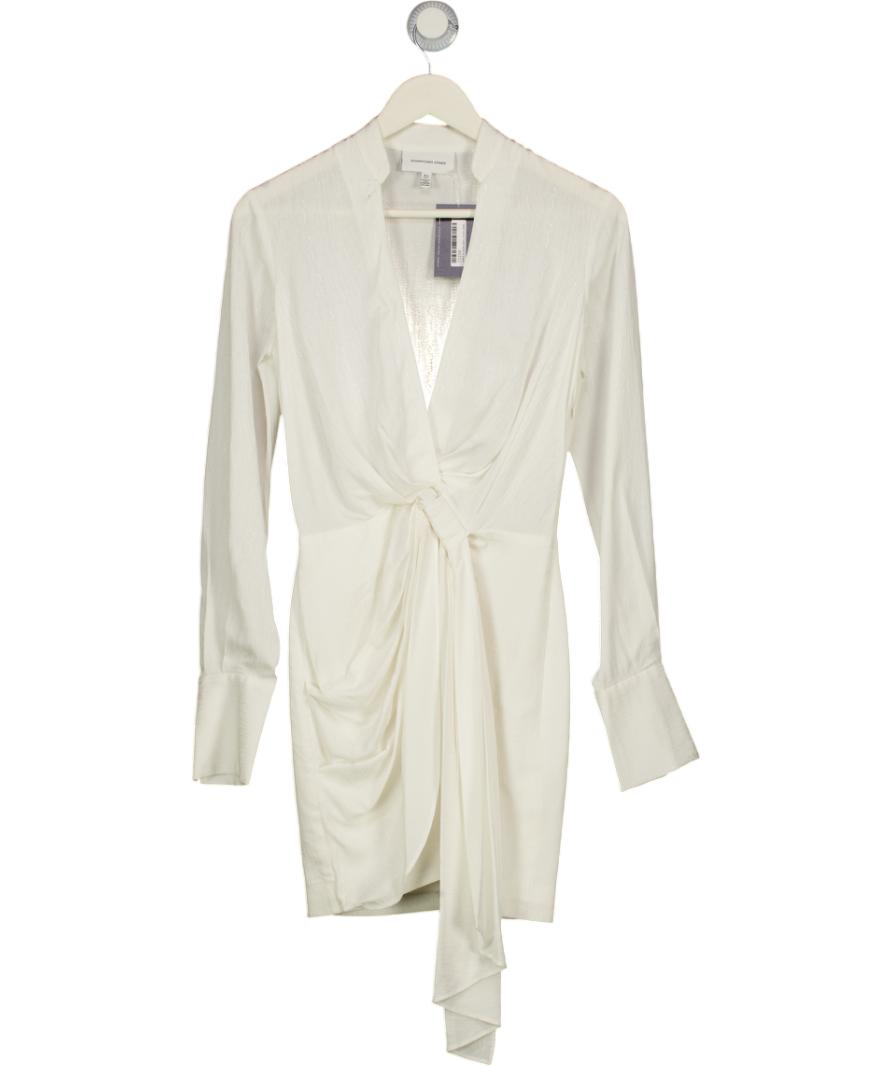 SIGNIFICANT OTHER Cream Drape Front Long Sleeve Mini Dress UK 6
