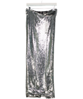 LAQUAN SMITH Metallic Silver Sequinned Maxi Skirt UK XS