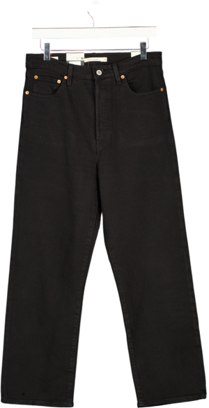 LEVI'S Black Ribcage Straight High Rise Ankle Jeans L27 W27