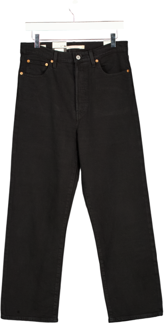 LEVI'S Black Ribcage Straight High Rise Ankle Jeans L27 W27