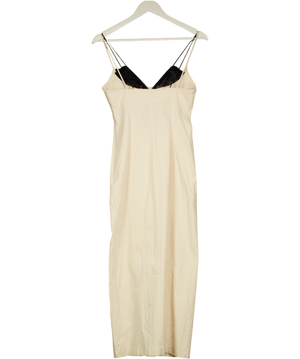 ZARA Beige / Lack Lace Trim Corset Midi Dress UK S