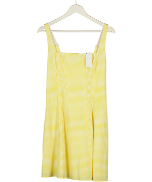 Abercrombie & Fitch Square Neck Pleated A-line Mini Skort Dress In Yellow Gingham UK L