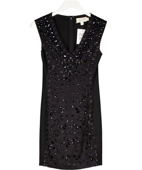 Needle & Thread Black Embellished Bodycon Dress UK 8