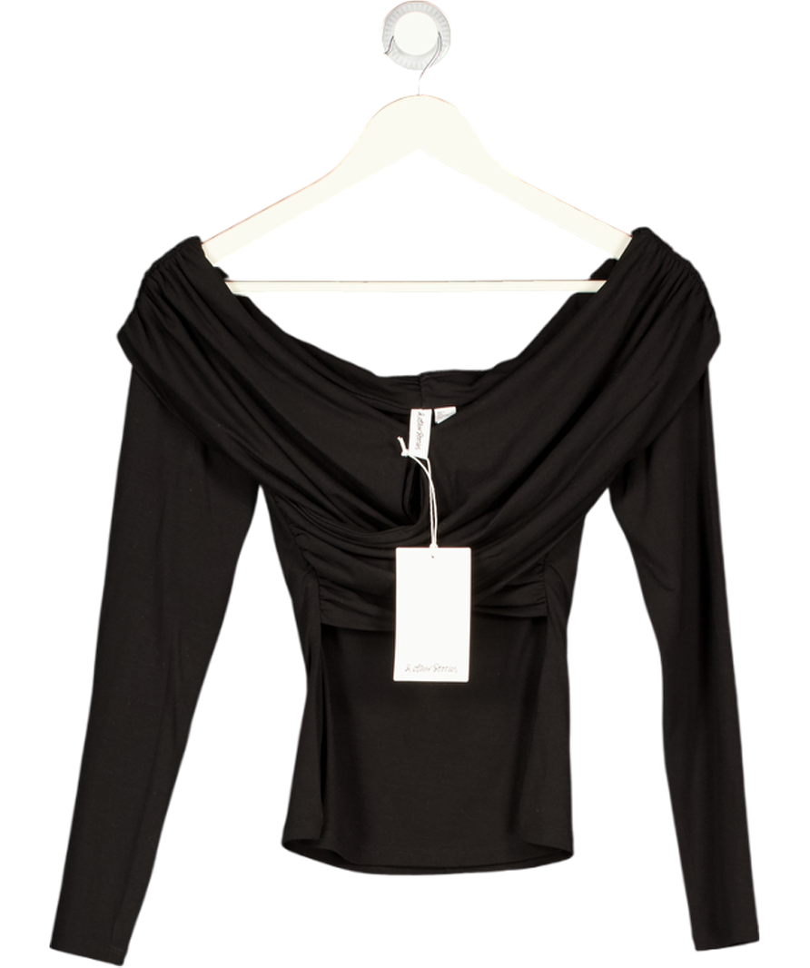 & Other Stories Black Ruched Off-shoulder Top UK S